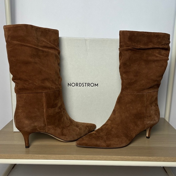 Nordstrom Brown Suede Slouch Boots | Size 8M - Picture 1 of 8